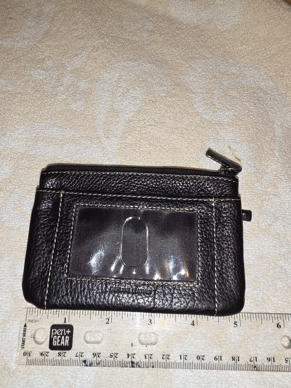 mundi Black Leather Card ID Wallet with Clear Window